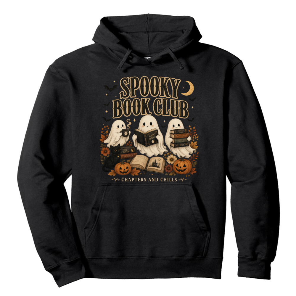 Spooky Book Club Watercolor Ghost Hoodie