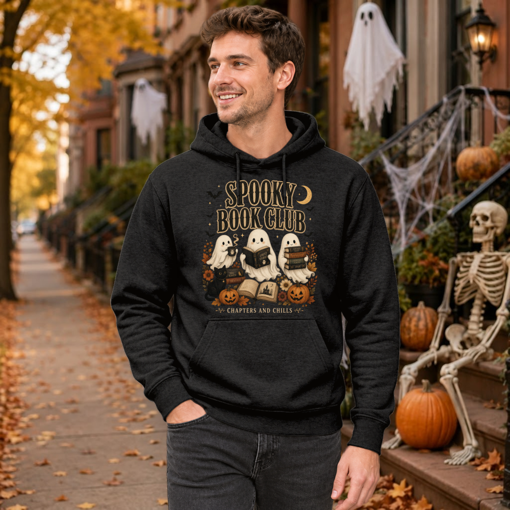 Spooky Book Club Watercolor Ghost Hoodie