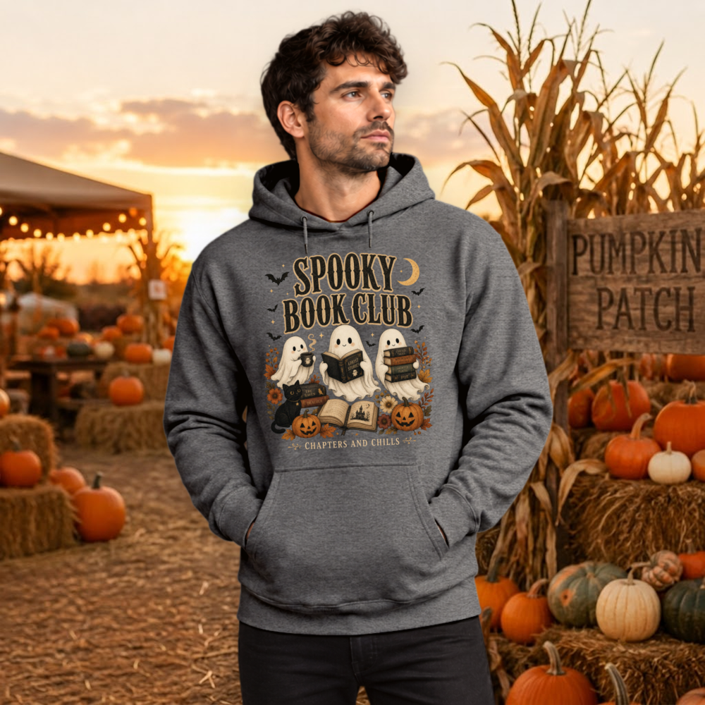 Spooky Book Club Watercolor Ghost Hoodie
