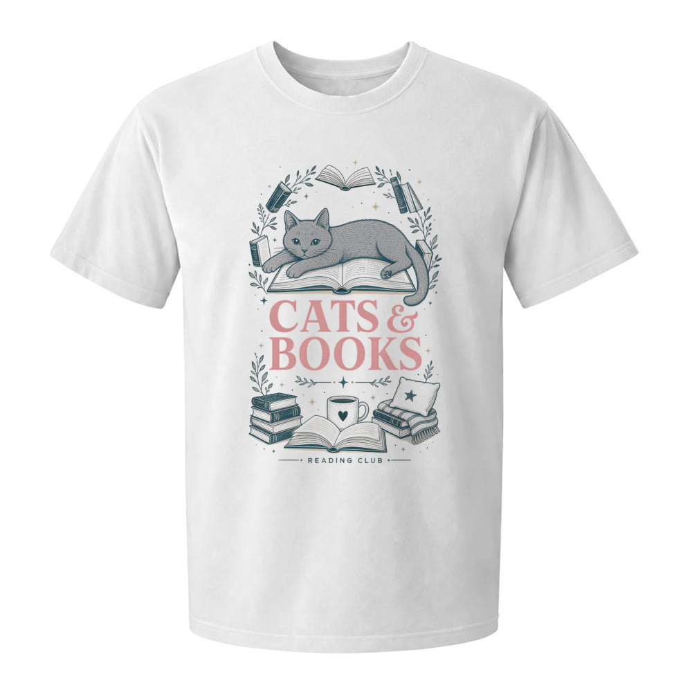 Cats & Books Retro Cat T-Shirt