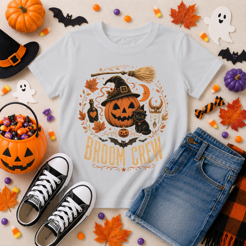 Broom Crew Vintage Pumpkin Youth T-Shirt