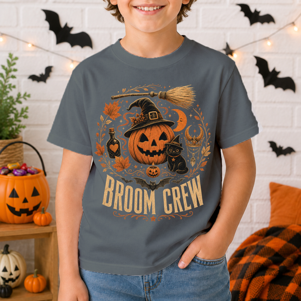 Broom Crew Vintage Pumpkin Youth T-Shirt