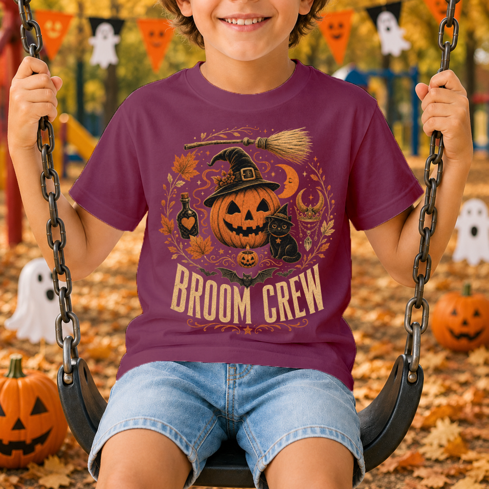 Broom Crew Vintage Pumpkin Youth T-Shirt