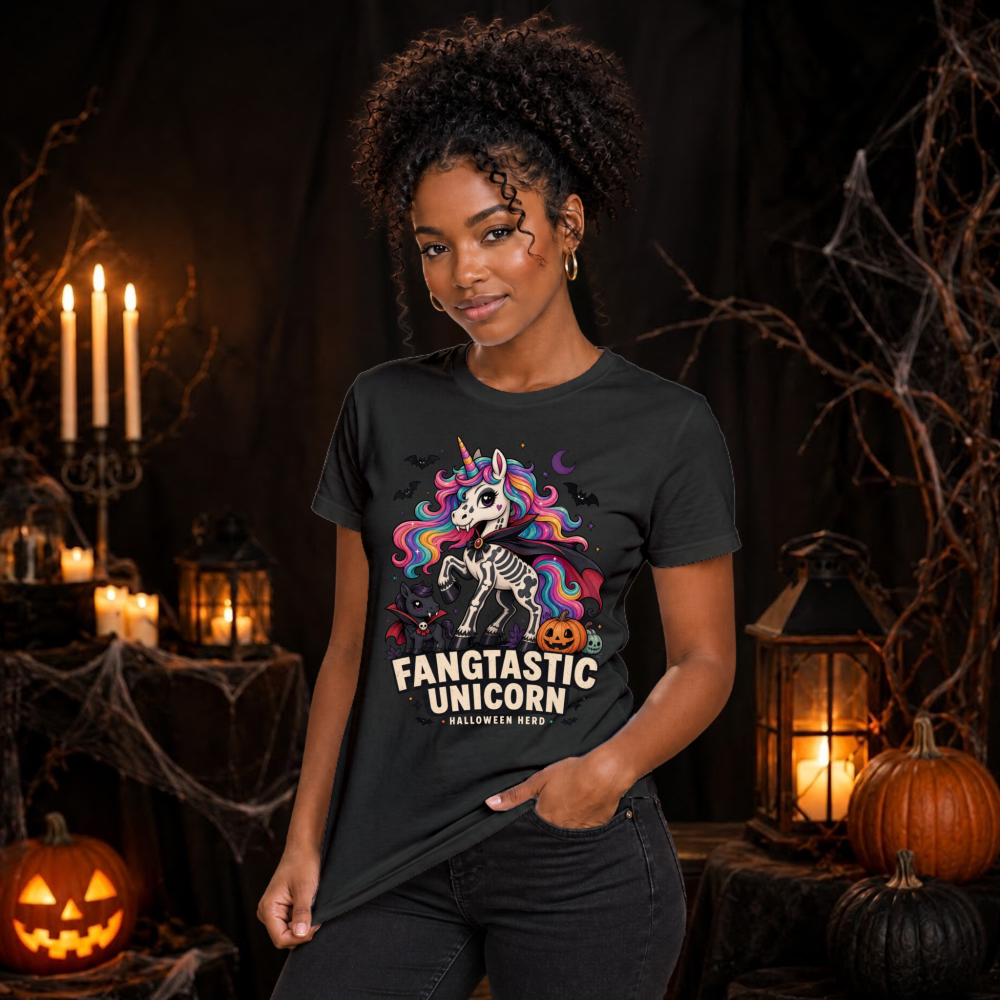 Fangtastic Unicorn Vampire Skeleton T-Shirt