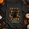 Cats Books & Candles Vintage Library T-Shirt