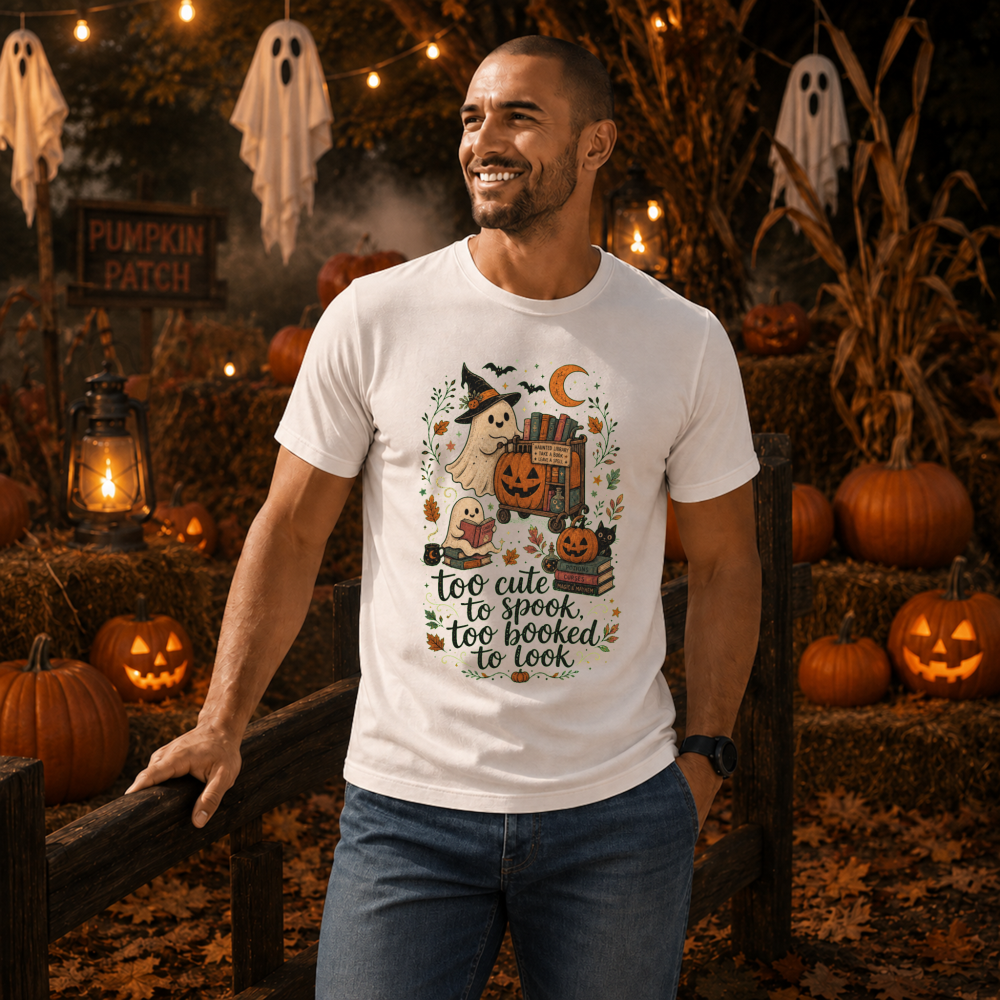 Too Cute to Spook, Too Booked to Look Ghost T-Shirt