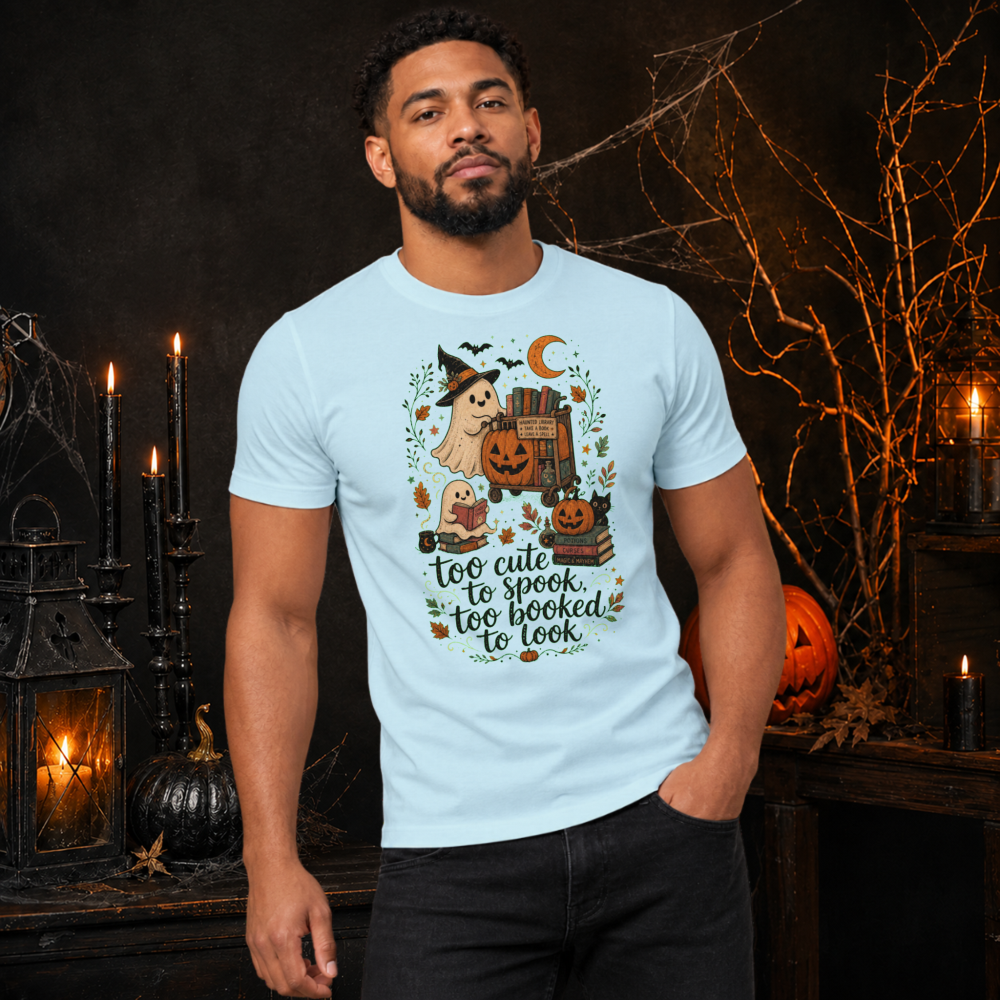 Too Cute to Spook, Too Booked to Look Ghost T-Shirt