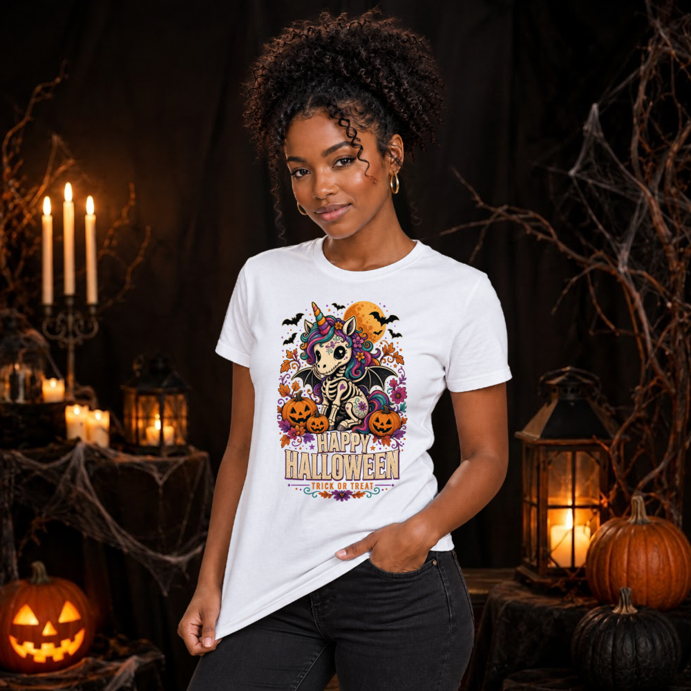 Happy Halloween Skeleton Unicorn T-Shirt