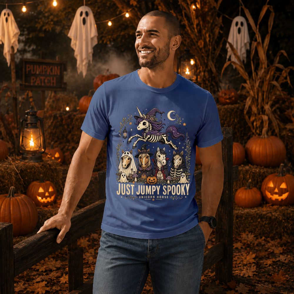 Just Jumpy Spooky Skeleton Unicorn T-Shirt