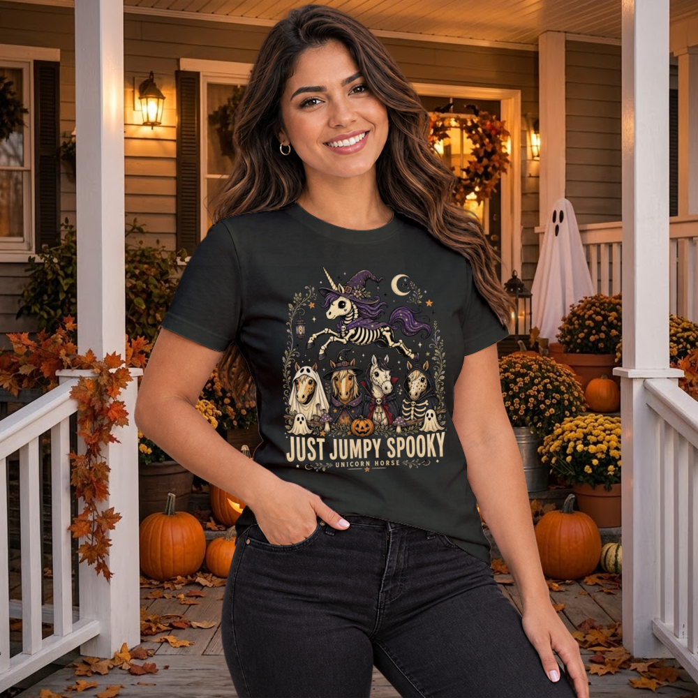 Just Jumpy Spooky Skeleton Unicorn T-Shirt