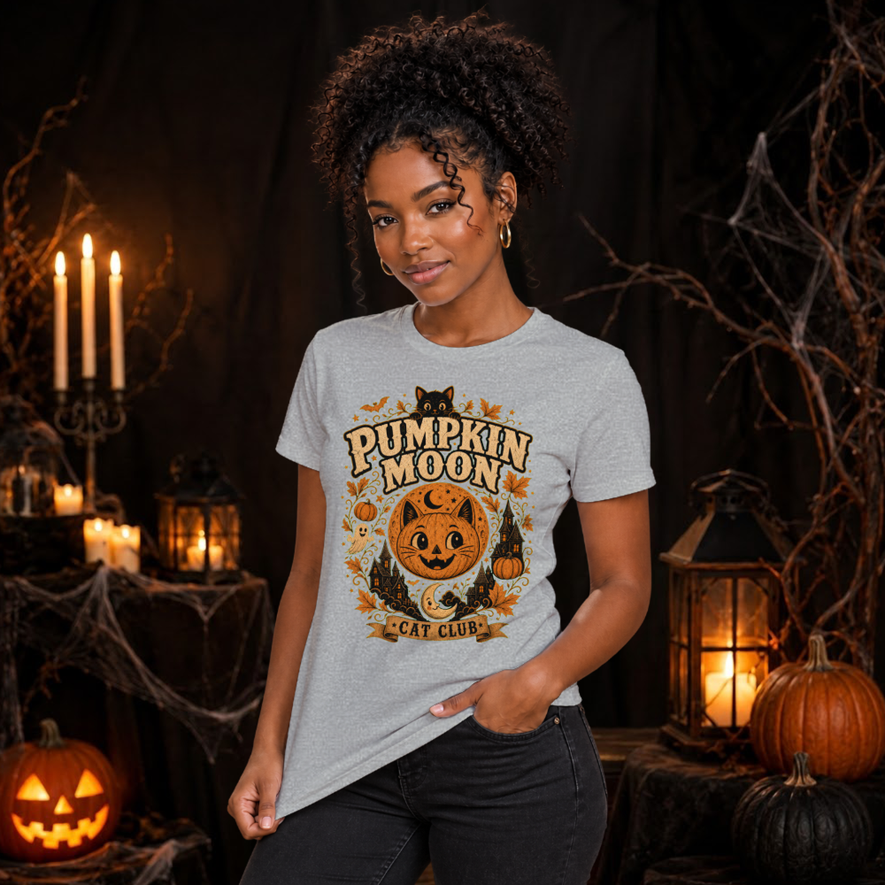 Pumpkin Moon Cat Club Vintage T-Shirt