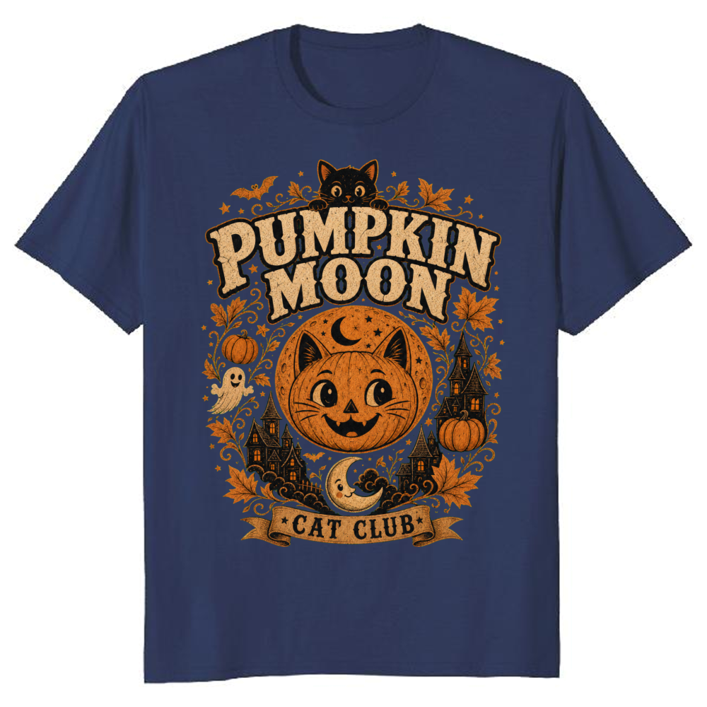 Pumpkin Moon Cat Club Vintage T-Shirt