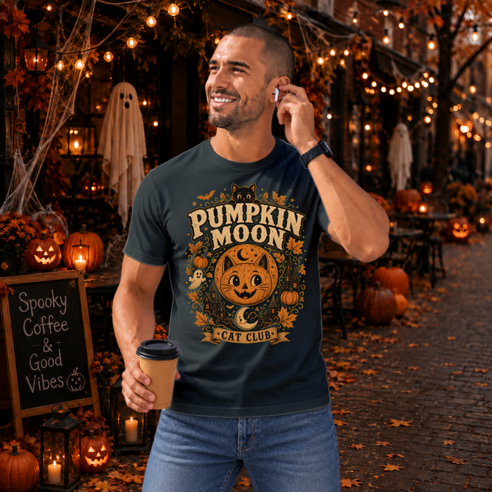 Pumpkin Moon Cat Club Vintage T-Shirt