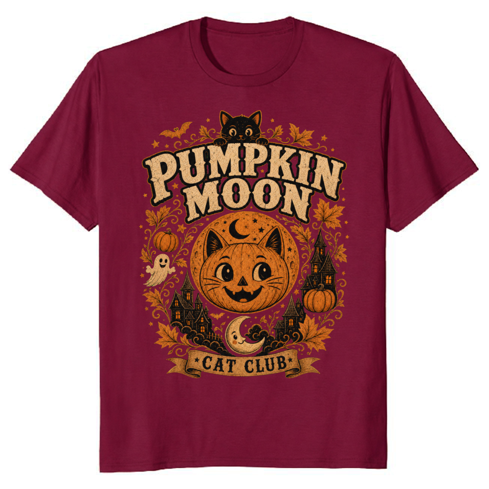 Pumpkin Moon Cat Club Vintage T-Shirt