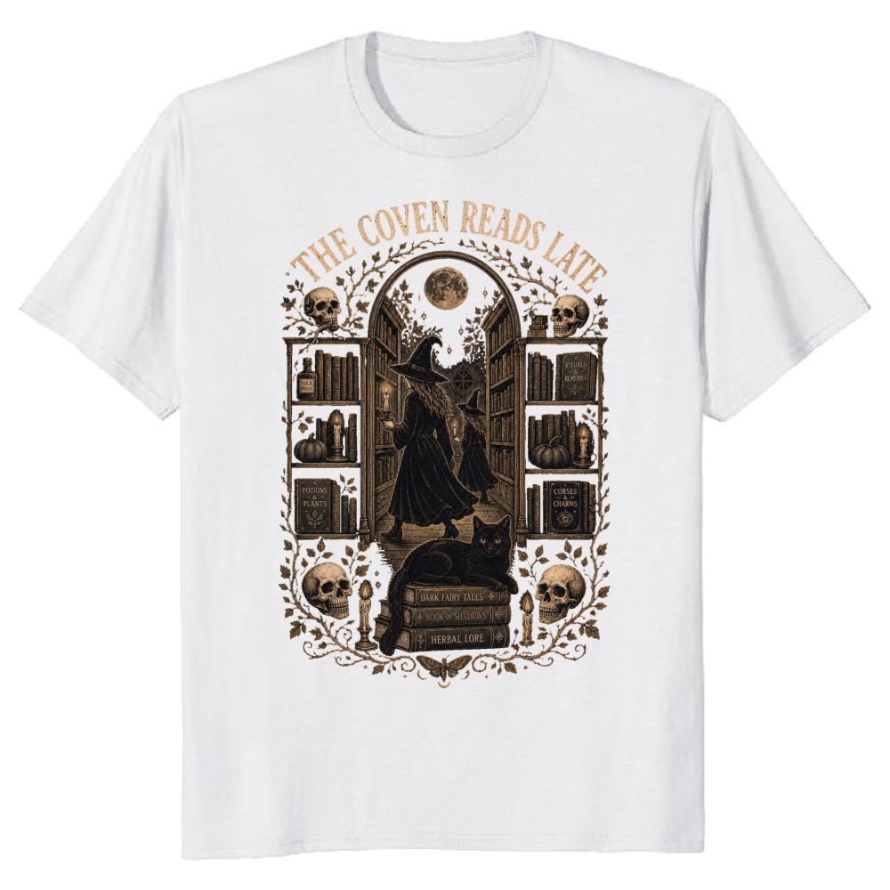 The Coven Reads Late Vintage Witch Library T-Shirt