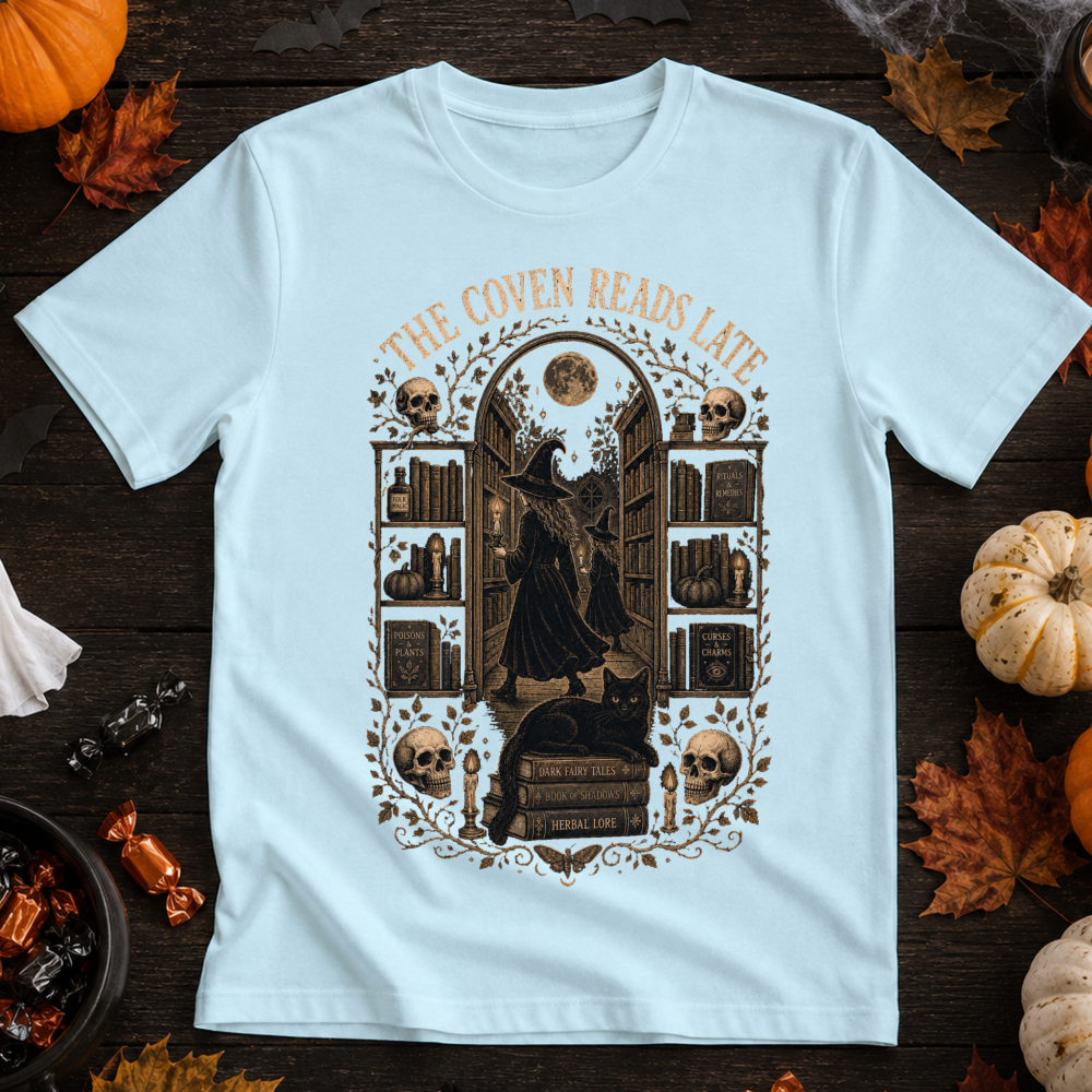 The Coven Reads Late Vintage Witch Library T-Shirt