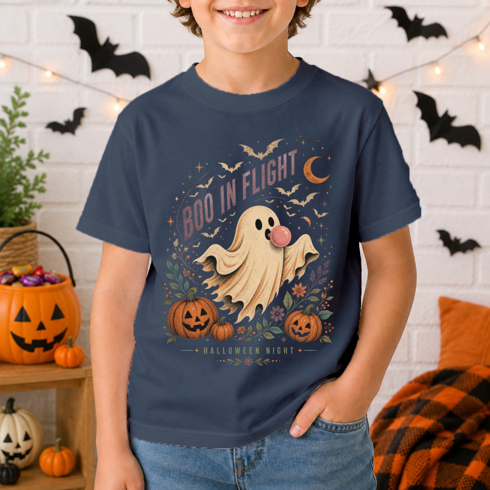 Boo in Flight Vintage Ghost Youth T-Shirt