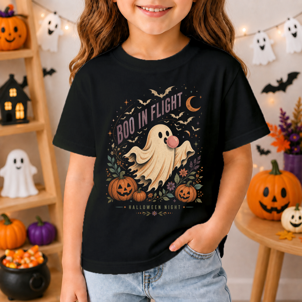 Boo in Flight Vintage Ghost Youth T-Shirt