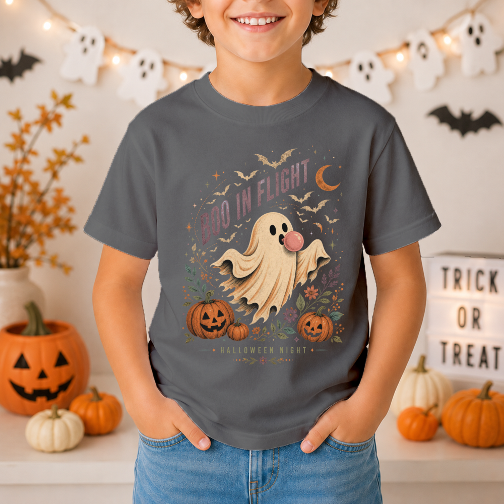 Boo in Flight Vintage Ghost Youth T-Shirt