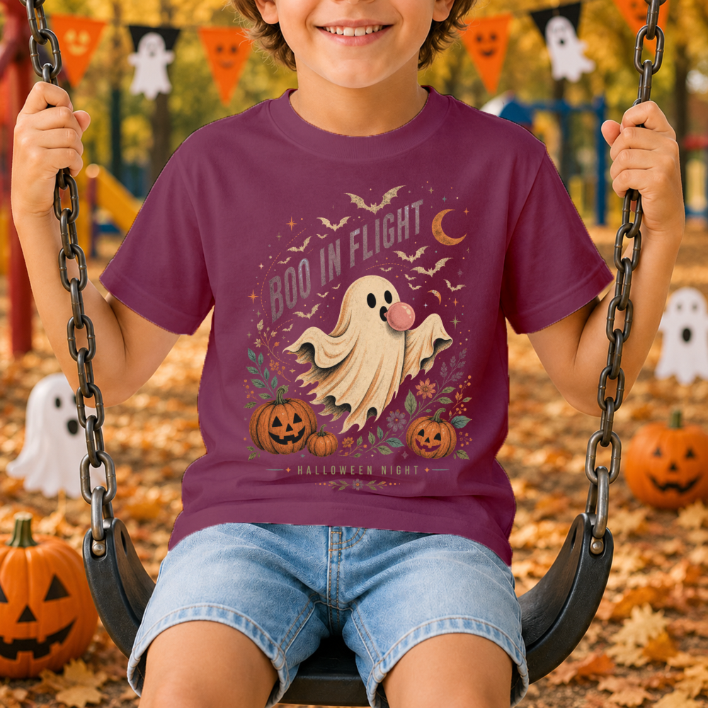 Boo in Flight Vintage Ghost Youth T-Shirt