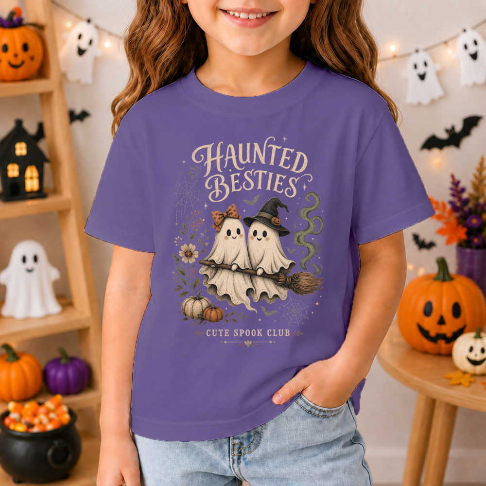 Haunted Besties Vintage Ghost Youth T-Shirt