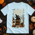 Halloween Black Cat Book Stack T-Shirt