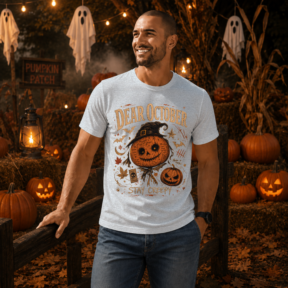 Dear October Stay Creepy Vintage Pumpkin T-Shirt