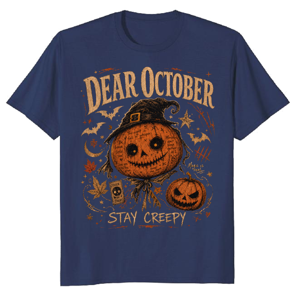 Dear October Stay Creepy Vintage Pumpkin T-Shirt