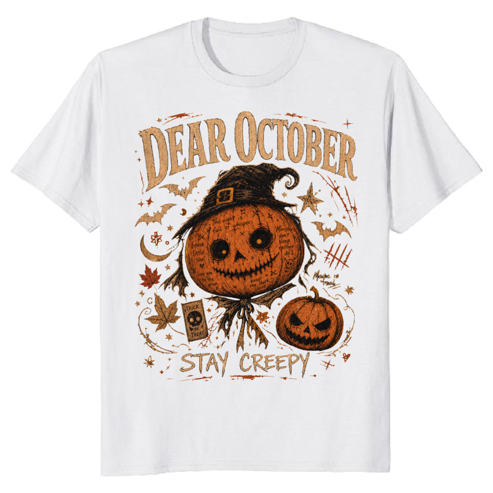 Dear October Stay Creepy Vintage Pumpkin T-Shirt
