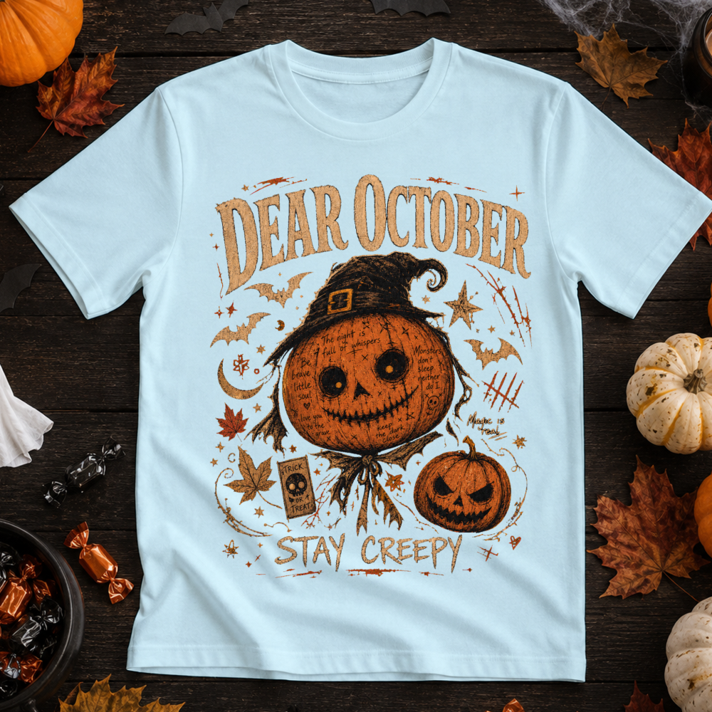Dear October Stay Creepy Vintage Pumpkin T-Shirt