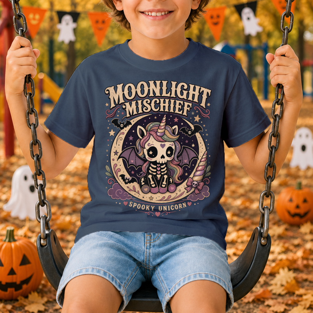 Halloween Bat-Wing Unicorn Youth T-Shirt