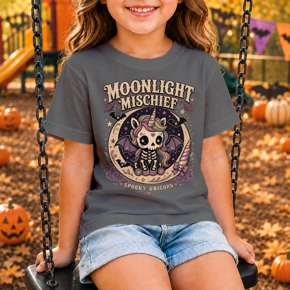 Halloween Bat-Wing Unicorn Youth T-Shirt