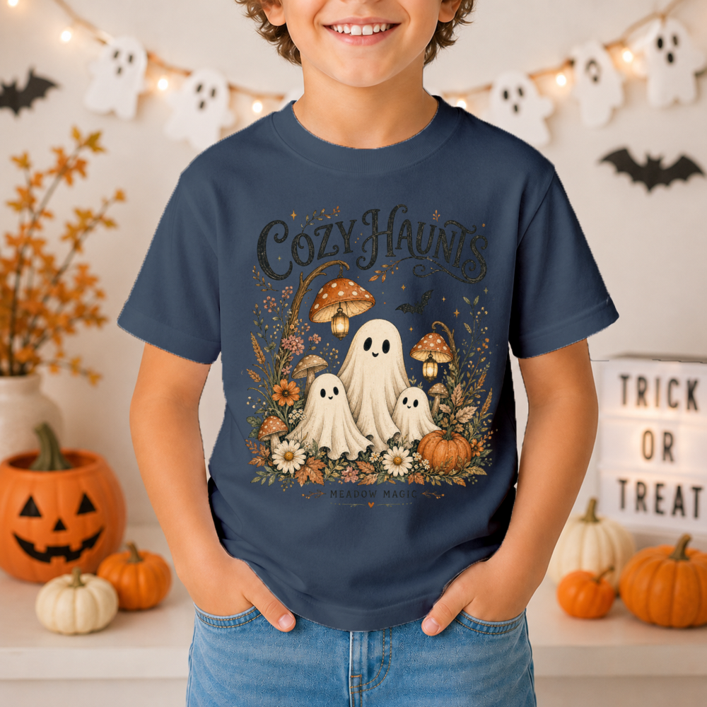 Cozy Haunts Watercolor Ghost Youth T-Shirt