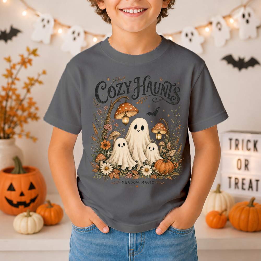 Cozy Haunts Watercolor Ghost Youth T-Shirt