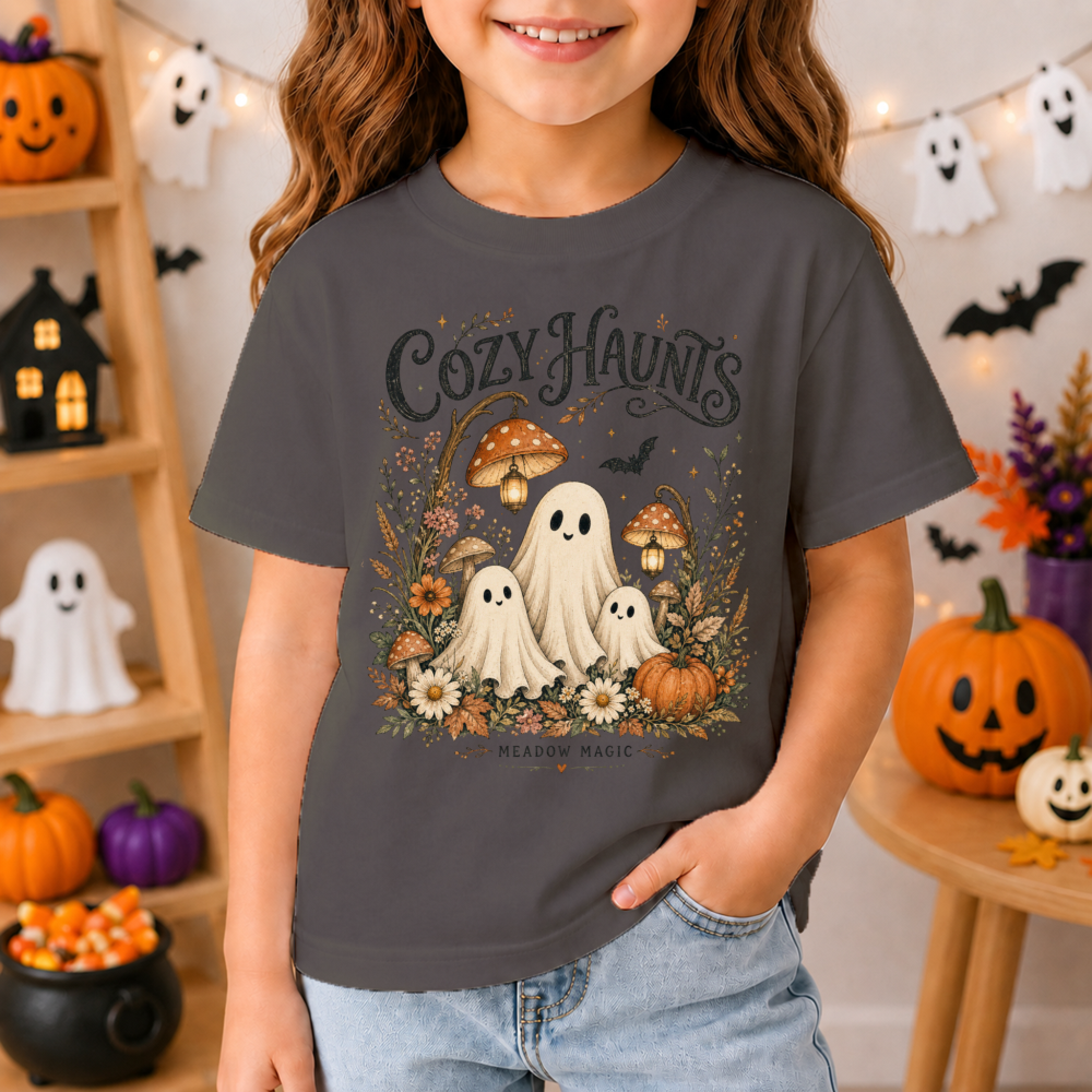 Cozy Haunts Watercolor Ghost Youth T-Shirt