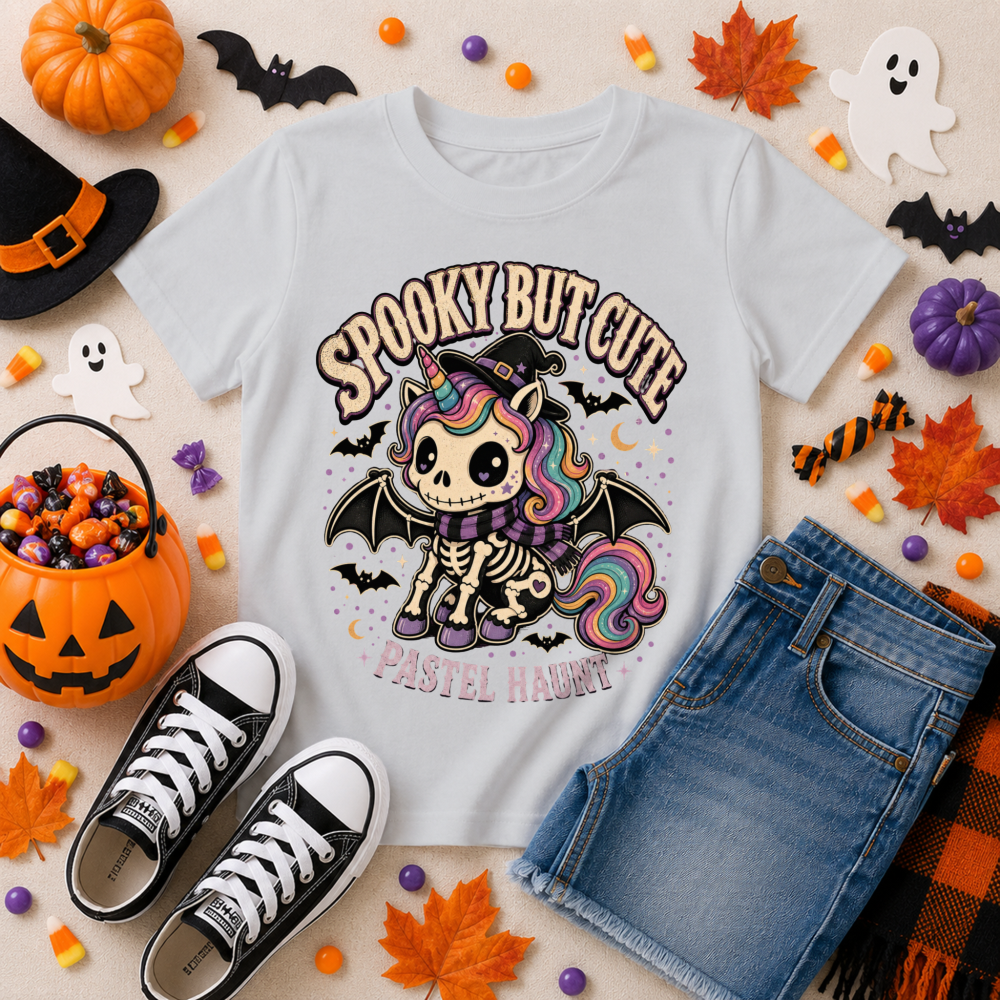 Spooky But Cute Skeleton Unicorn Youth T-Shirt