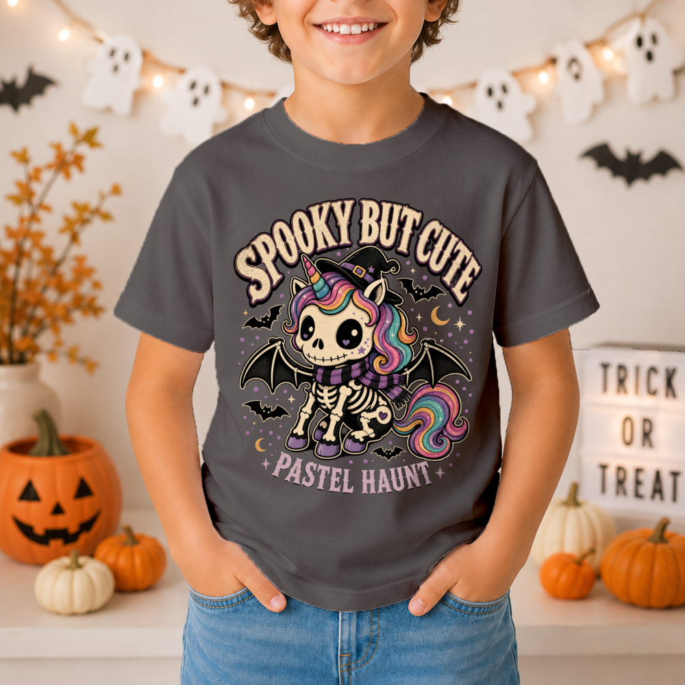 Spooky But Cute Skeleton Unicorn Youth T-Shirt