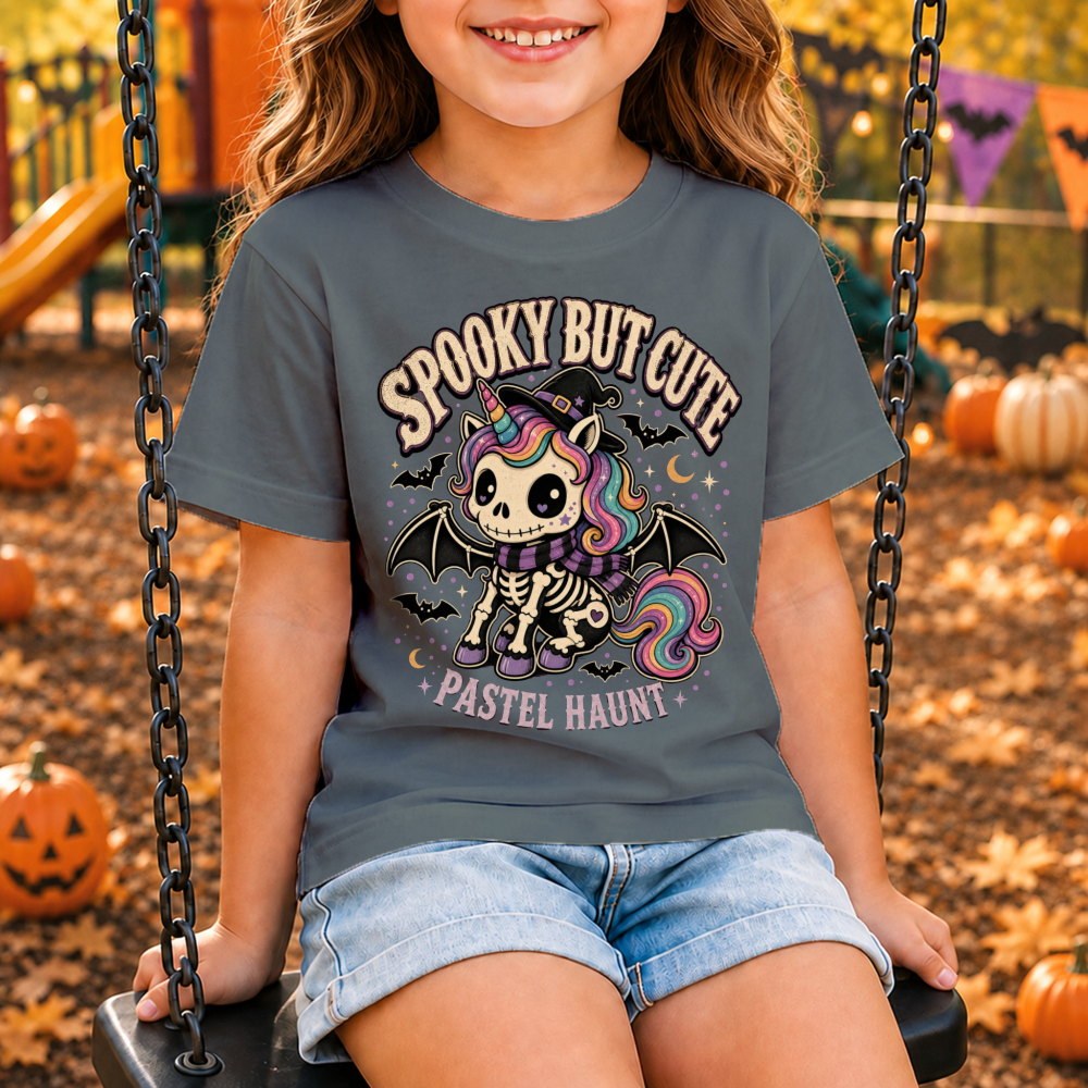 Spooky But Cute Skeleton Unicorn Youth T-Shirt