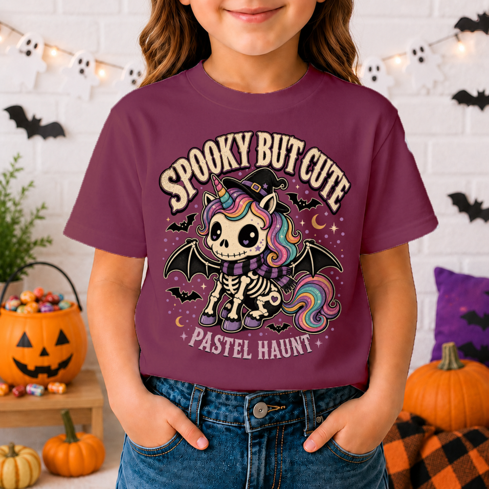 Spooky But Cute Skeleton Unicorn Youth T-Shirt