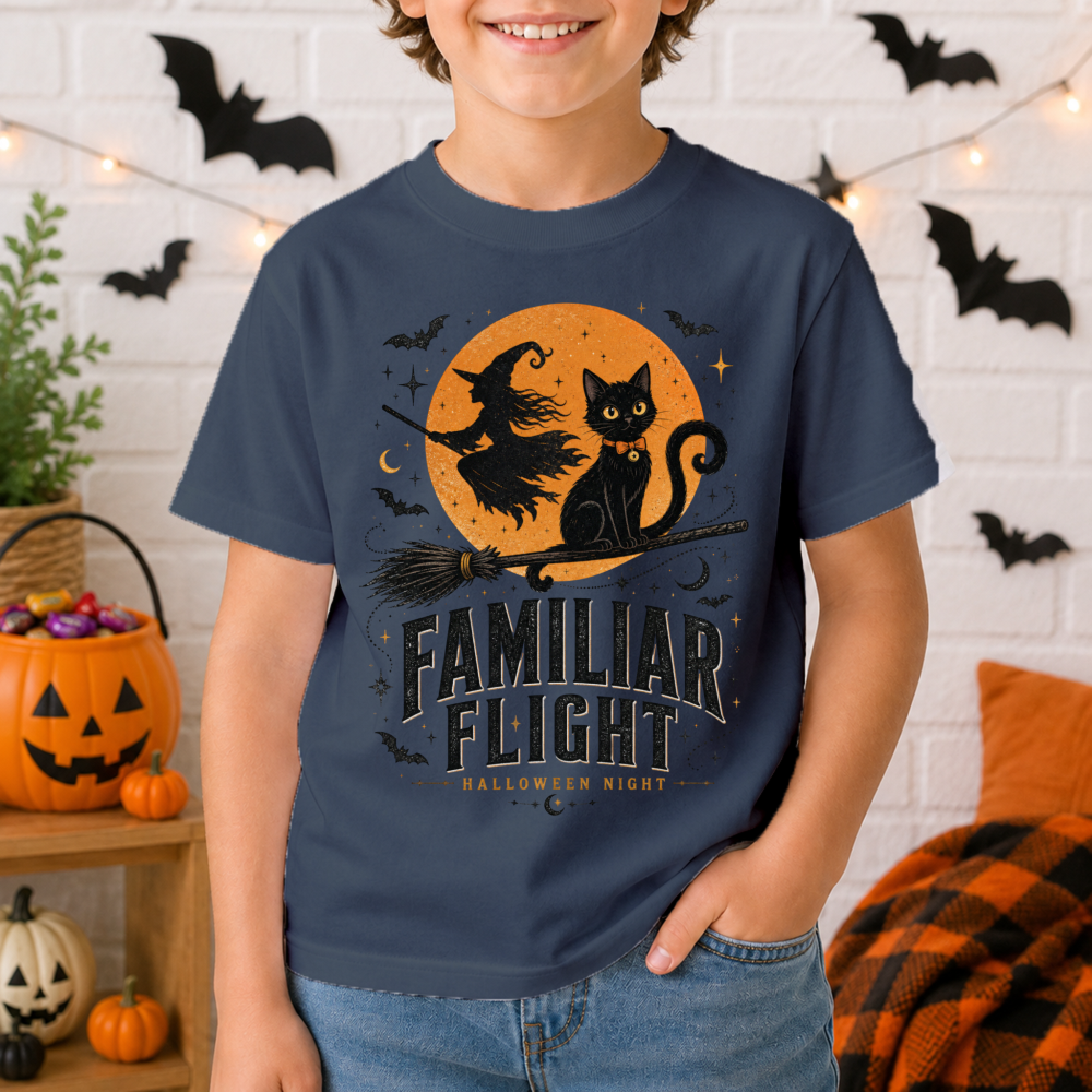 Familiar Flight Vintage Black Cat Youth T-Shirt