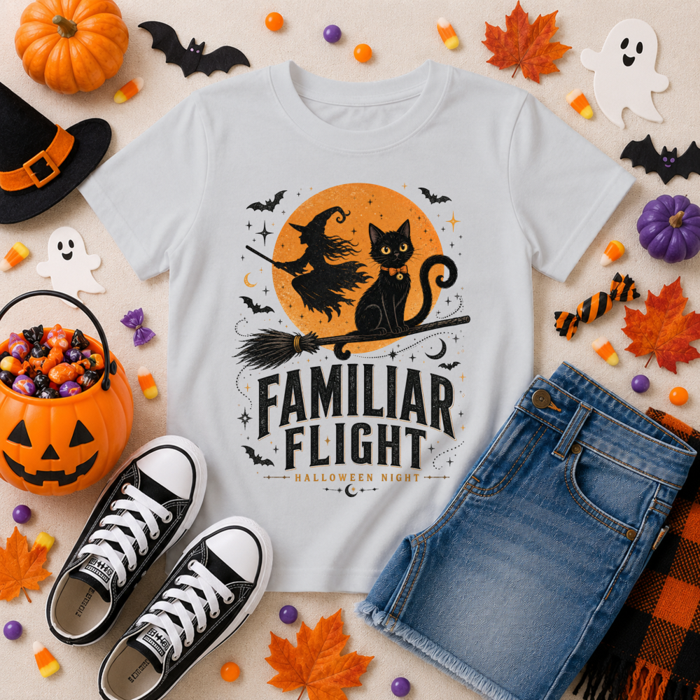 Familiar Flight Vintage Black Cat Youth T-Shirt