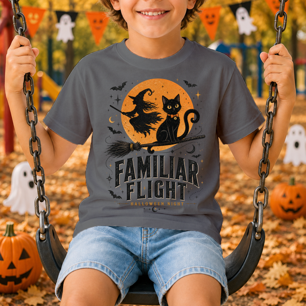 Familiar Flight Vintage Black Cat Youth T-Shirt