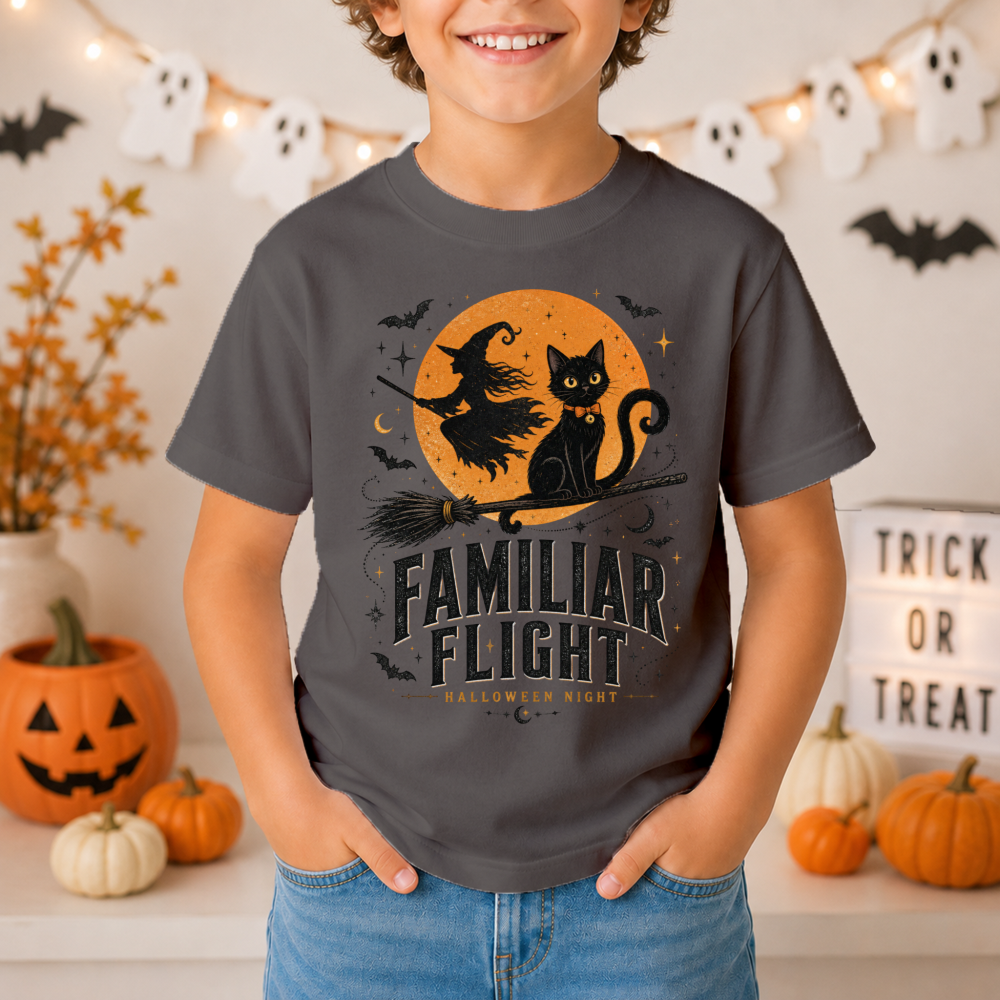 Familiar Flight Vintage Black Cat Youth T-Shirt