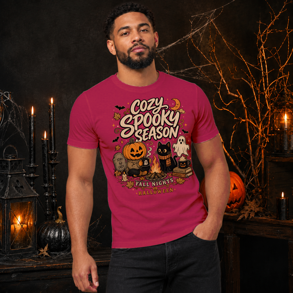 Cozy Spooky Pumpkin Cat T-Shirt