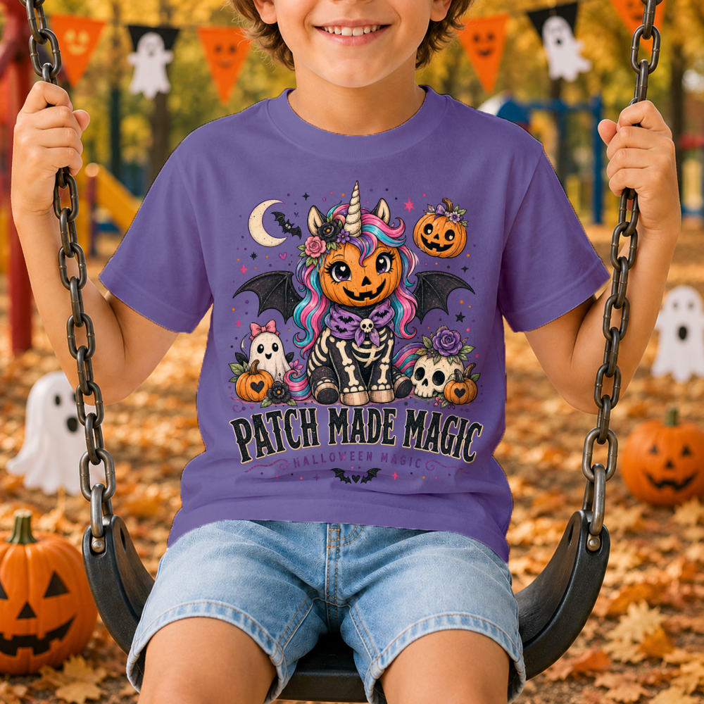 Patch Made Magic Pumpkin Unicorn Youth T-Shirt
