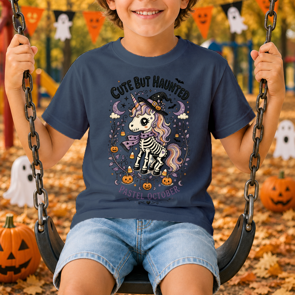 Cute But Haunted Skeleton Unicorn Youth T-Shirt