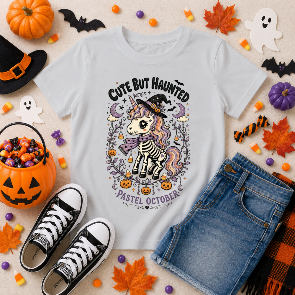 Cute But Haunted Skeleton Unicorn Youth T-Shirt