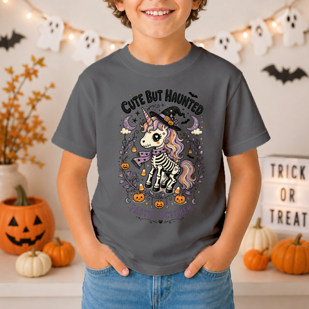Cute But Haunted Skeleton Unicorn Youth T-Shirt