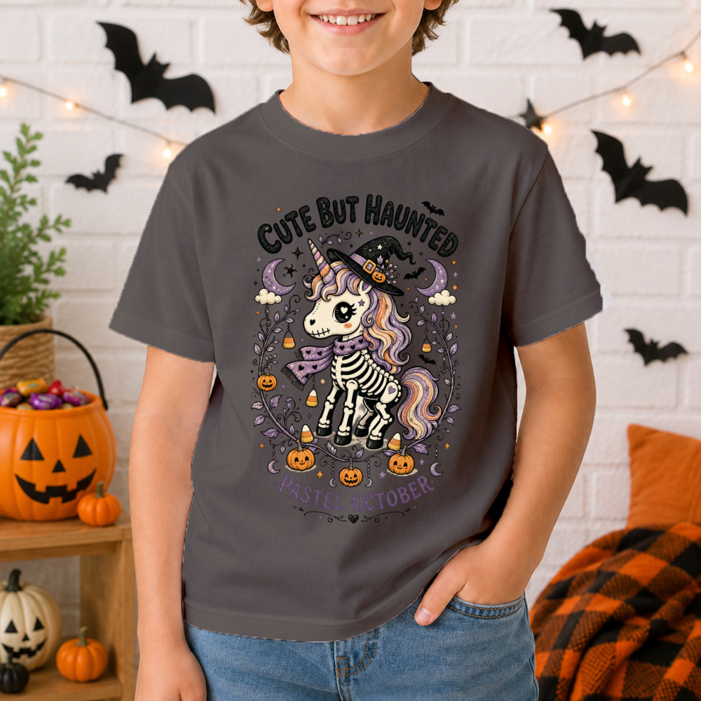 Cute But Haunted Skeleton Unicorn Youth T-Shirt