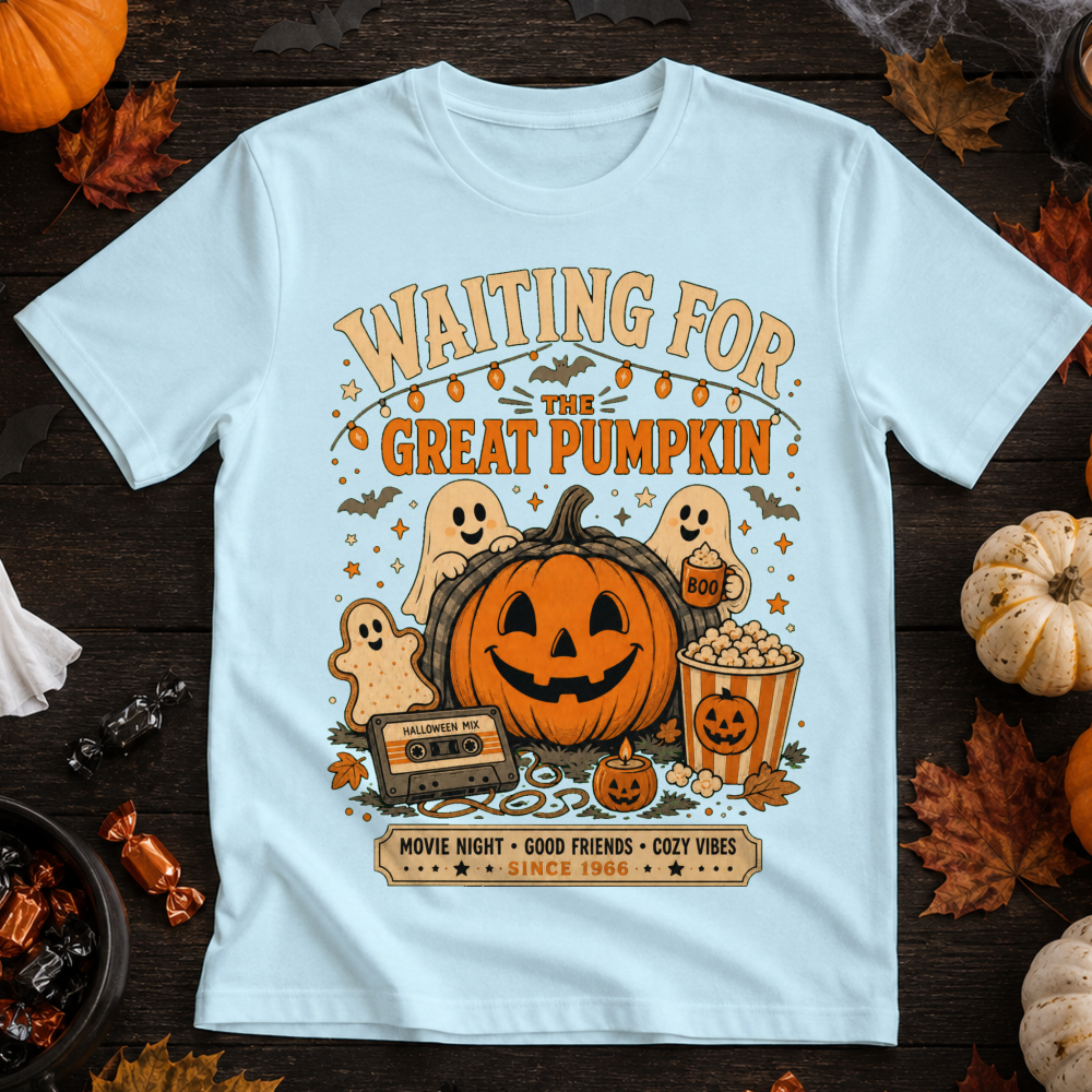 Retro Pumpkin Ghost Black T-Shirt